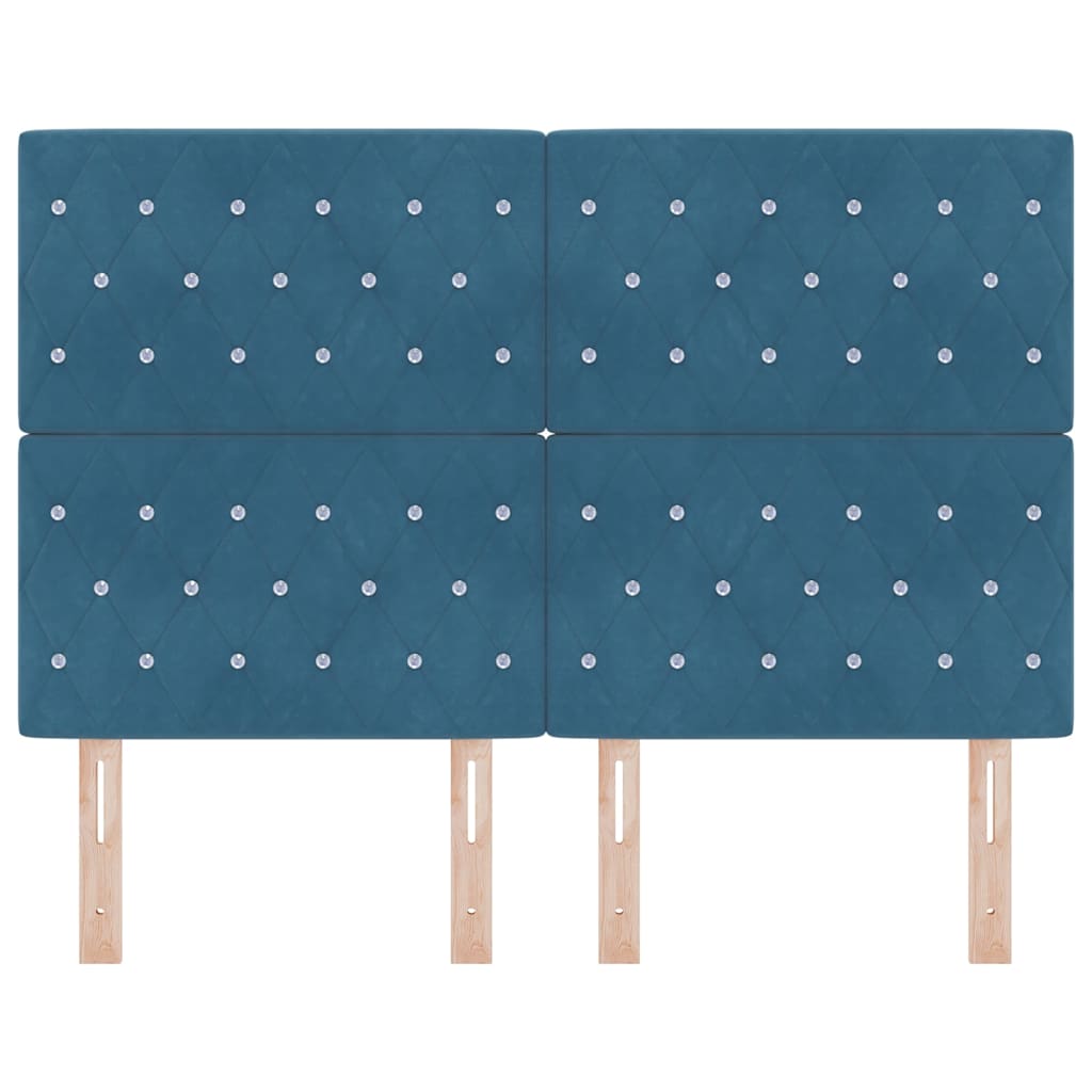 LED Headboard with LED Strip Lights Dark blue 144 cm Velvet